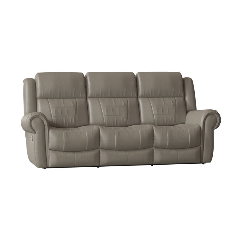 Southern Motion 94" Wide Genuine Leather Pillow Top Arm Reclining Sofa